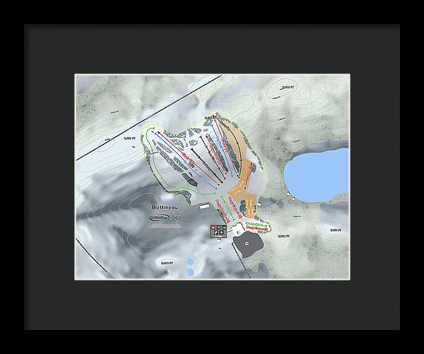 Bottineau Ski Trail Map - Framed Print - Powderaddicts