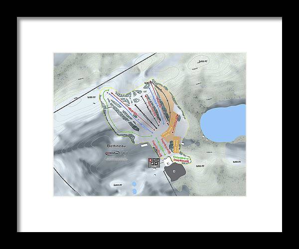 Bottineau Ski Trail Map - Framed Print - Powderaddicts