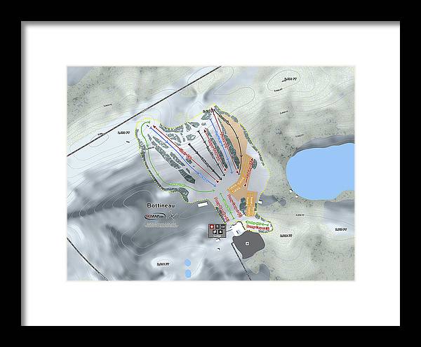 Bottineau Ski Trail Map - Framed Print - Powderaddicts