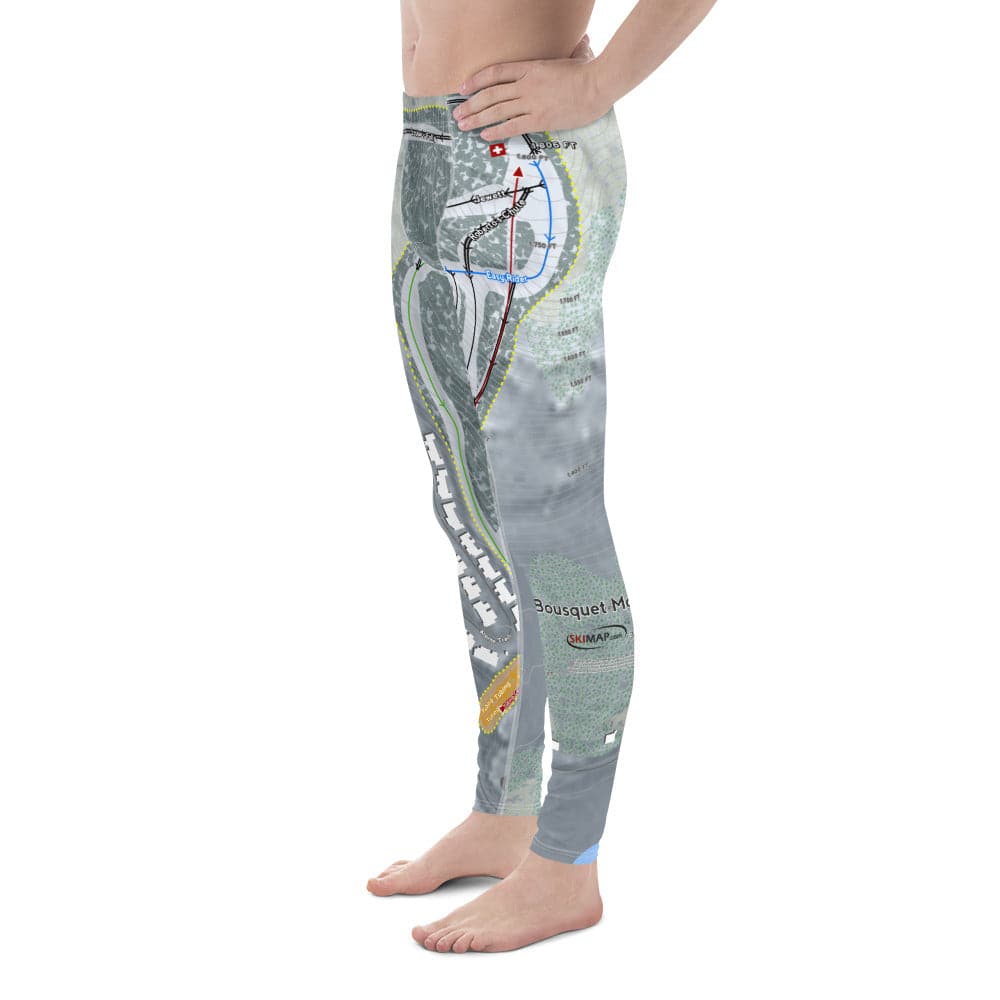 Bousquet, Massachusetts Ski Trail Map Men's Base Layer Bottom - Powderaddicts