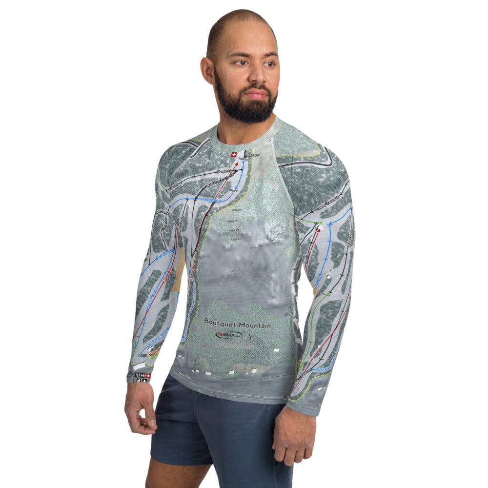 Bousquet, Massachusetts Ski Trail Map Men's Base Layer Top - Powderaddicts