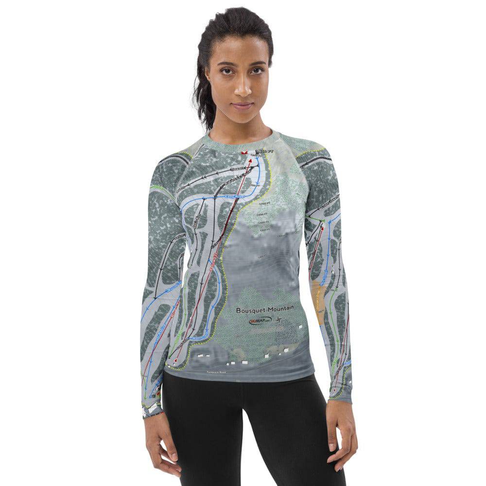 Bousquet, Massachusetts Ski Trail Map Women's Base Layer Top - Powderaddicts
