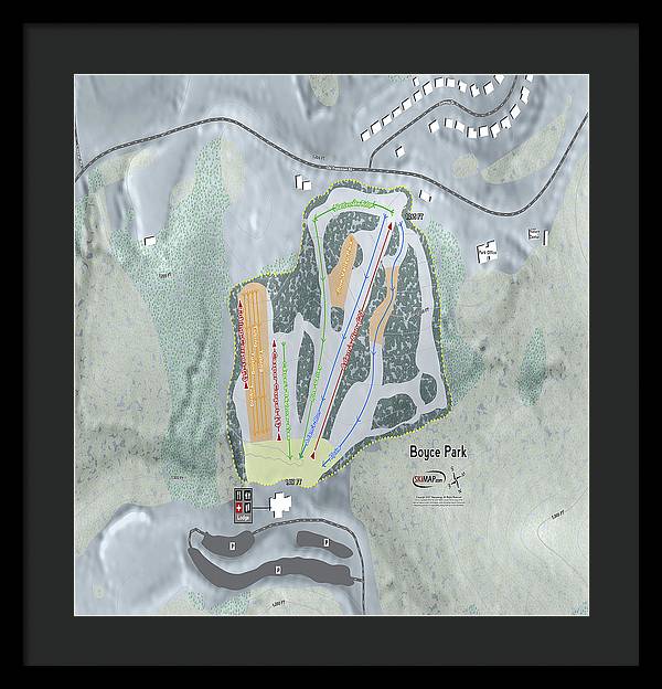 Boyce Park Ski Trail Map - Framed Print - Powderaddicts