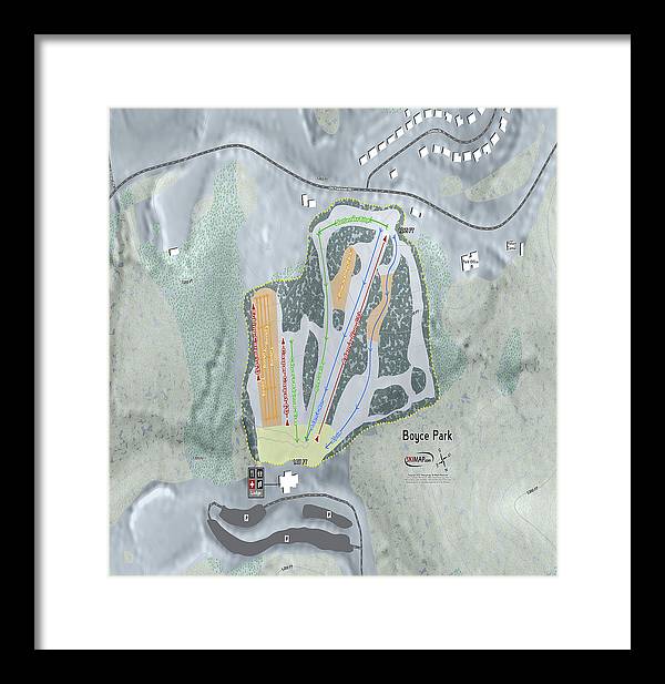 Boyce Park Ski Trail Map - Framed Print - Powderaddicts
