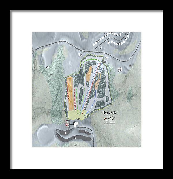 Boyce Park Ski Trail Map - Framed Print - Powderaddicts