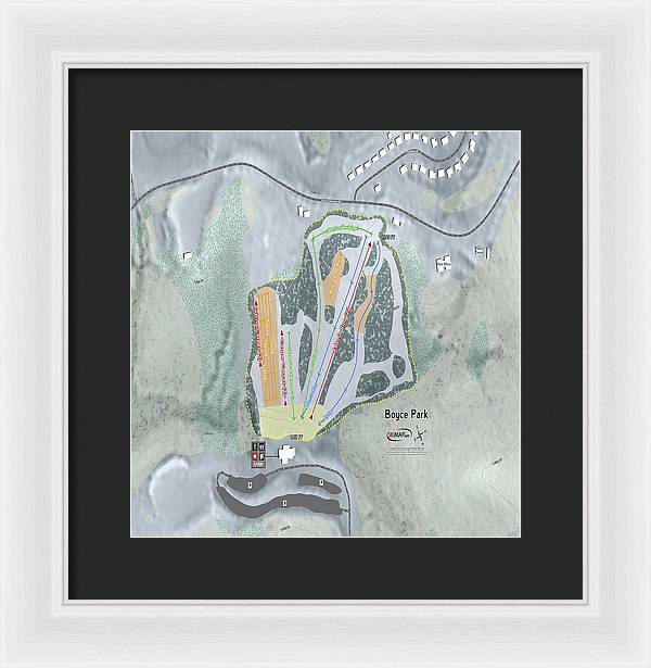 Boyce Park Ski Trail Map - Framed Print - Powderaddicts