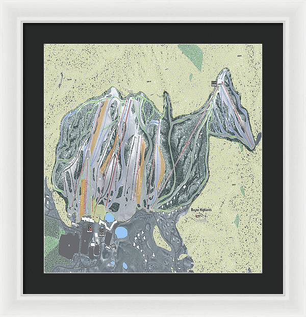 Boyne Highlands Ski Trail Map - Framed Print - Powderaddicts