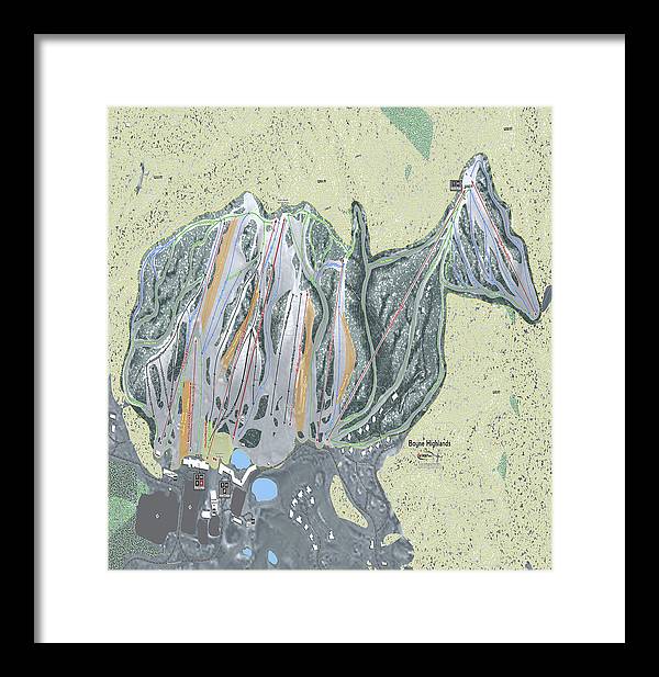 Boyne Highlands Ski Trail Map - Framed Print - Powderaddicts