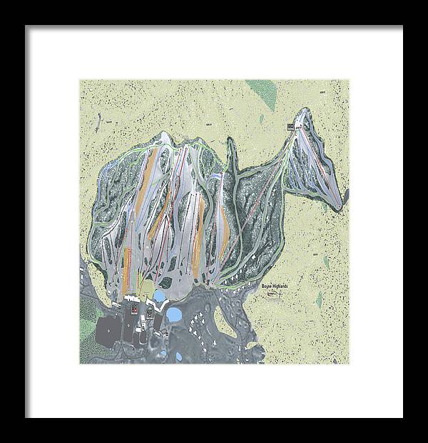 Boyne Highlands Ski Trail Map - Framed Print - Powderaddicts