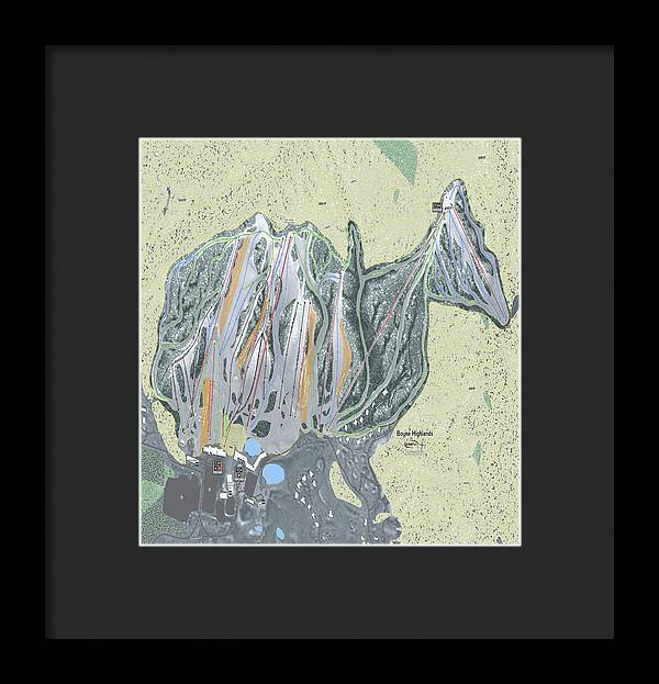 Boyne Highlands Ski Trail Map - Framed Print - Powderaddicts