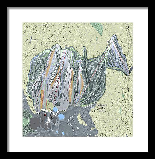 Boyne Highlands Ski Trail Map - Framed Print - Powderaddicts