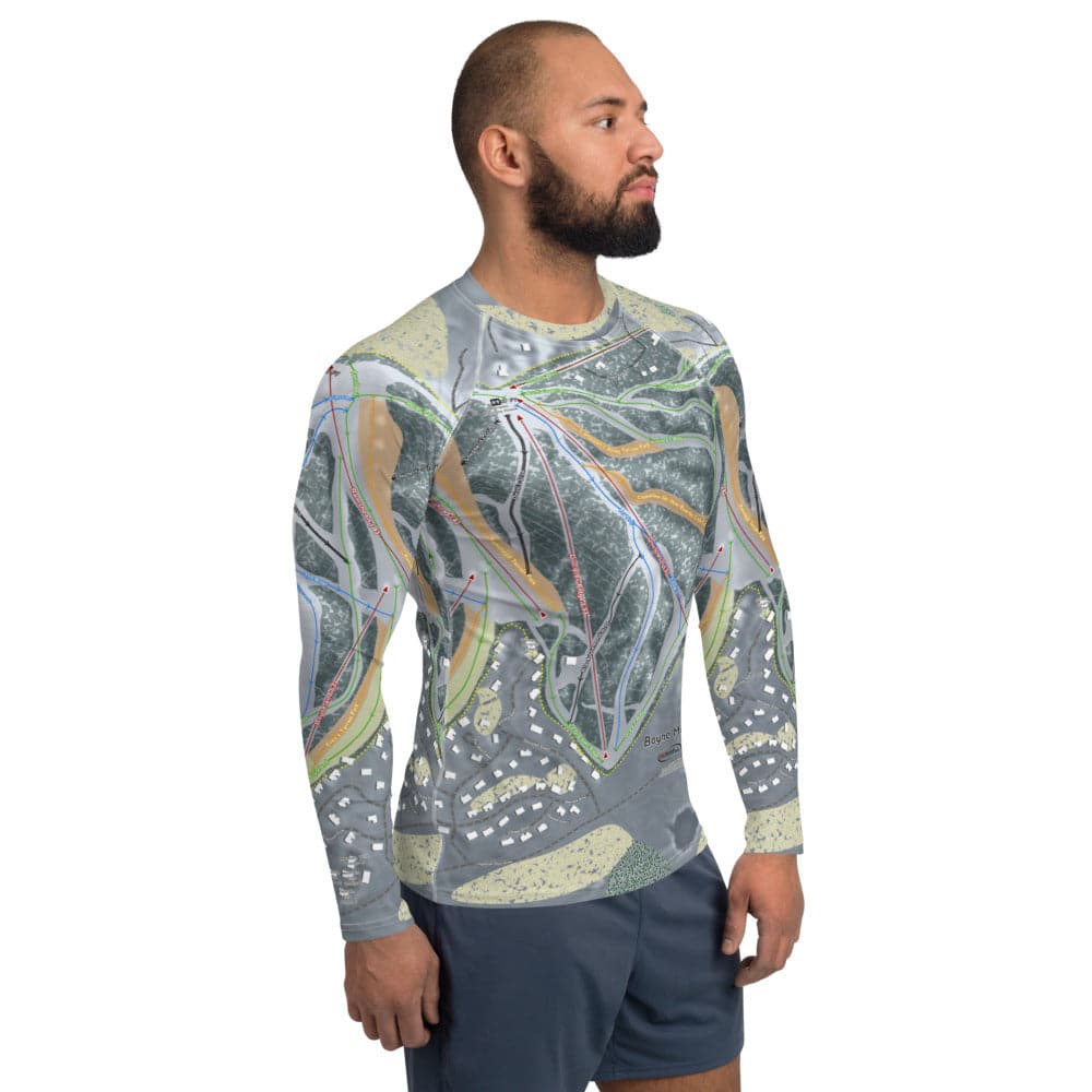 Boyne Mountain, Michigan Ski Trail Map Men's Base Layer Top - Powderaddicts