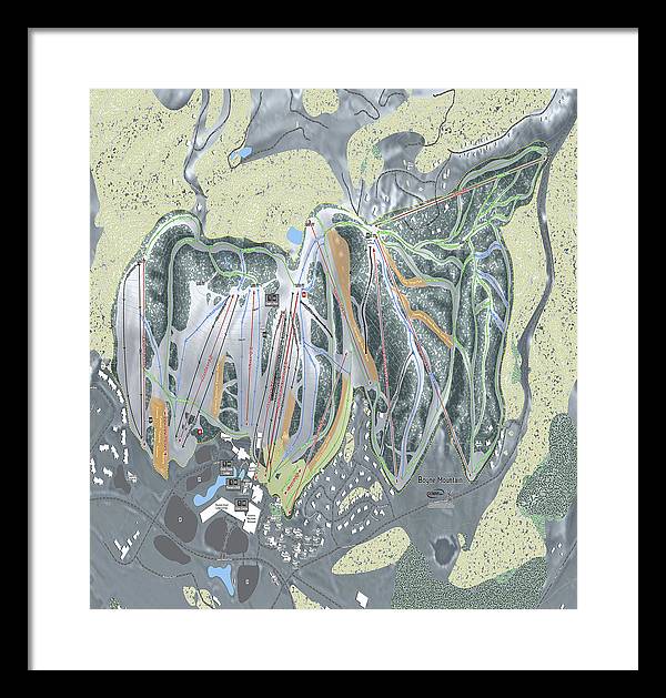 Boyne Mountain Ski Trail Map - Framed Print - Powderaddicts
