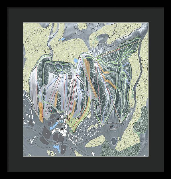 Boyne Mountain Ski Trail Map - Framed Print - Powderaddicts