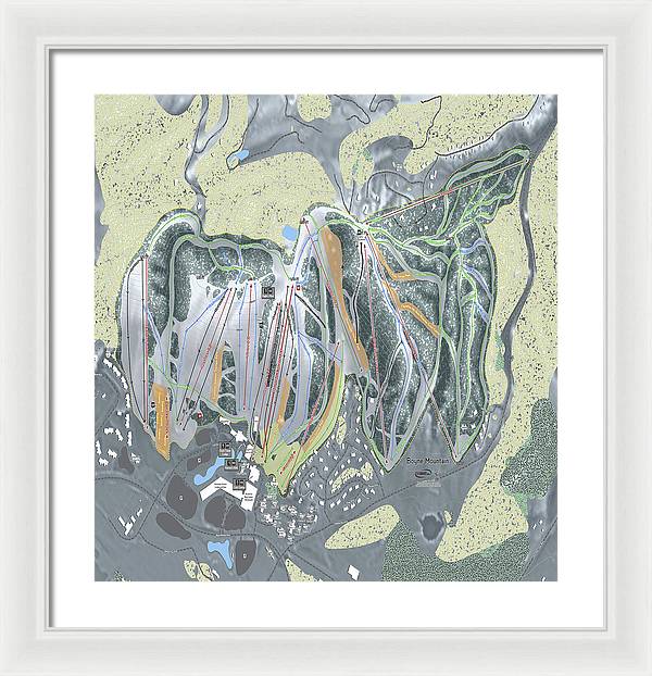 Boyne Mountain Ski Trail Map - Framed Print - Powderaddicts