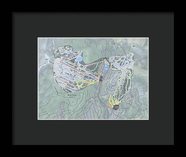 Brian Head Ski Trail Map - Framed Print - Powderaddicts
