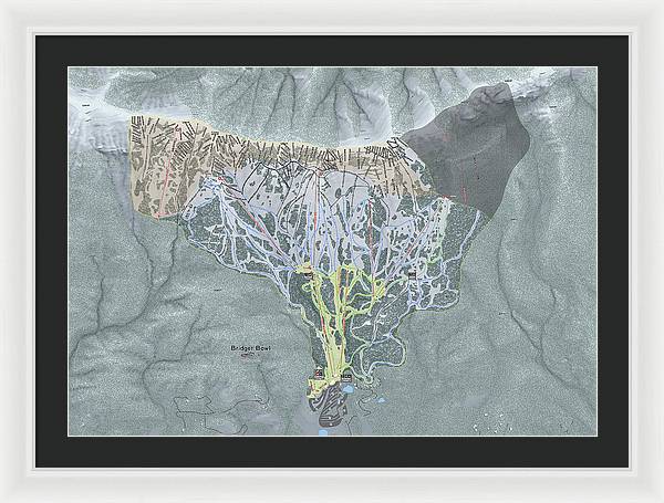 Bridger Bowl Ski Trail Map - Framed Print - Powderaddicts