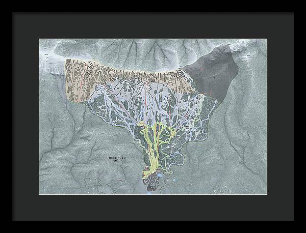 Bridger Bowl Ski Trail Map - Framed Print - Powderaddicts