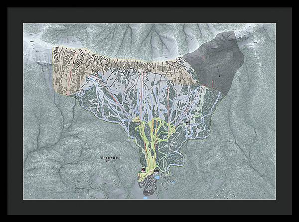 Bridger Bowl Ski Trail Map - Framed Print - Powderaddicts