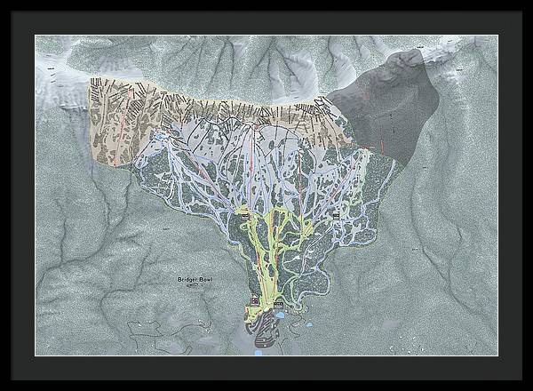Bridger Bowl Ski Trail Map - Framed Print - Powderaddicts