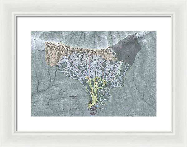 Bridger Bowl Ski Trail Map - Framed Print - Powderaddicts