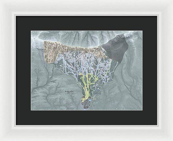 Bridger Bowl Ski Trail Map - Framed Print - Powderaddicts