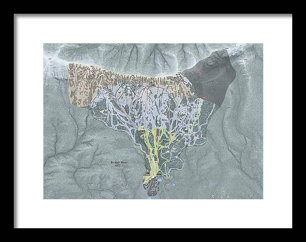 Bridger Bowl Ski Trail Map - Framed Print - Powderaddicts