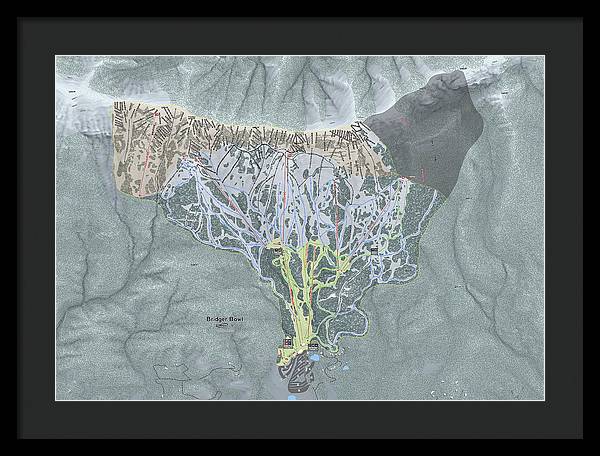 Bridger Bowl Ski Trail Map - Framed Print - Powderaddicts