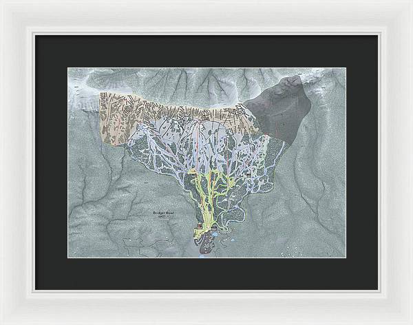 Bridger Bowl Ski Trail Map - Framed Print - Powderaddicts