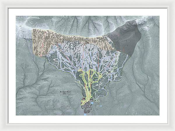 Bridger Bowl Ski Trail Map - Framed Print - Powderaddicts