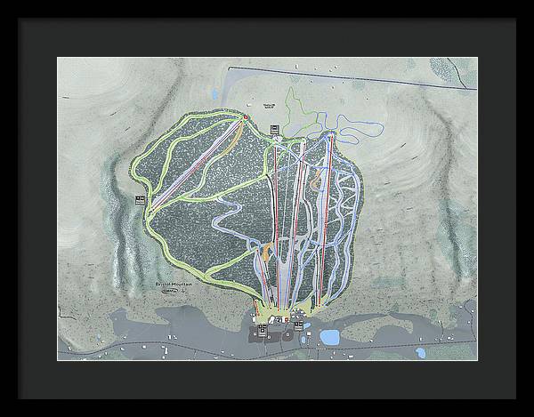 Bristol Mountain Ski Trail Map - Framed Print - Powderaddicts