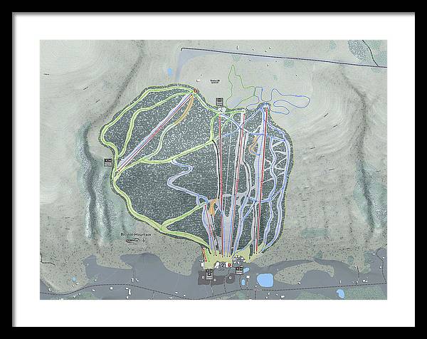 Bristol Mountain Ski Trail Map - Framed Print - Powderaddicts