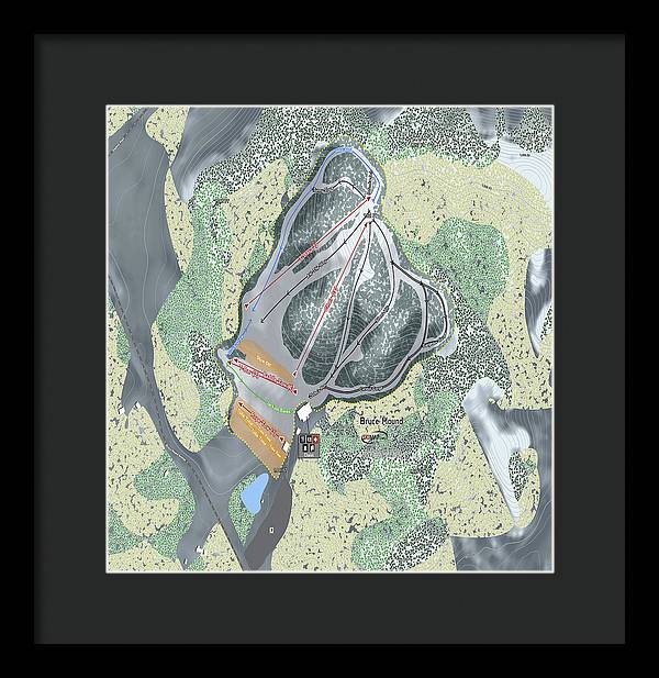 Bruce Mound Ski Trail Map - Framed Print - Powderaddicts