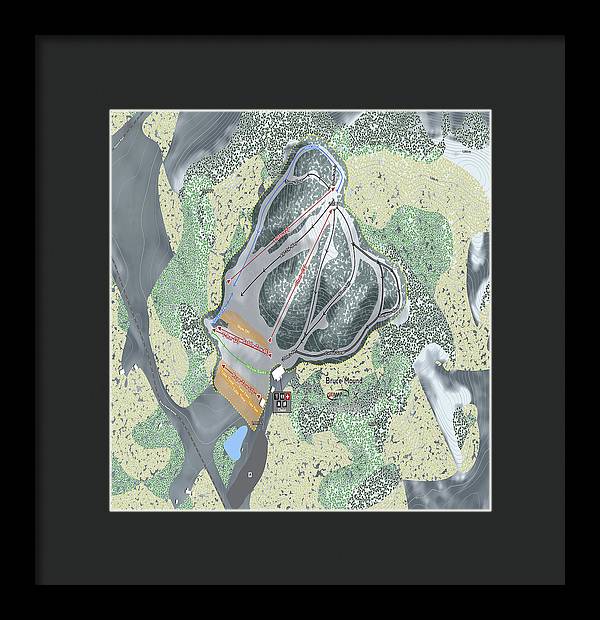 Bruce Mound Ski Trail Map - Framed Print - Powderaddicts
