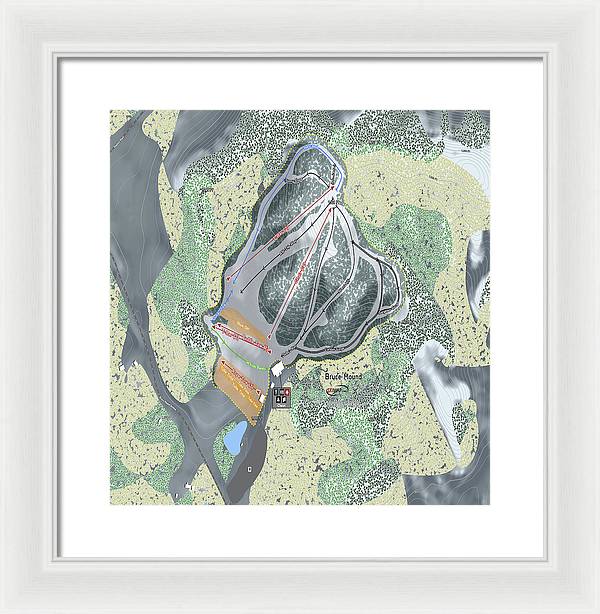 Bruce Mound Ski Trail Map - Framed Print - Powderaddicts