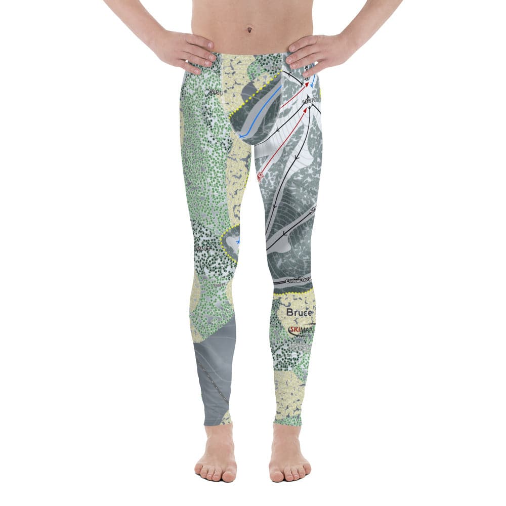 Bruce Mound, Wisconsin Ski Trail Map Men's Base Layer Bottom - Powderaddicts