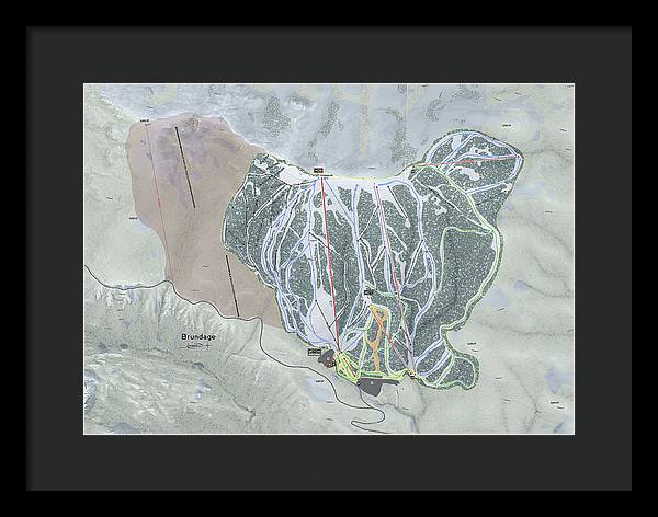 Brundage Ski Trail Map - Framed Print - Powderaddicts