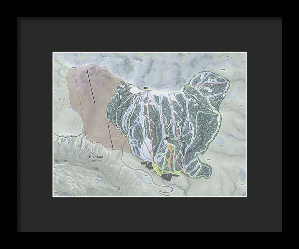 Brundage Ski Trail Map - Framed Print - Powderaddicts