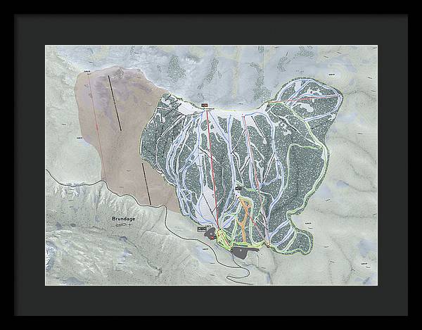 Brundage Ski Trail Map - Framed Print - Powderaddicts