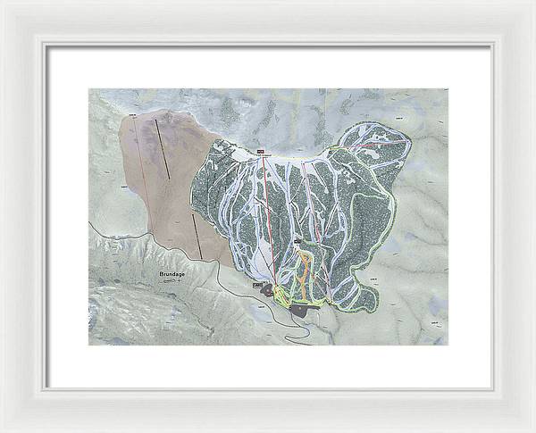 Brundage Ski Trail Map - Framed Print - Powderaddicts