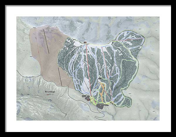 Brundage Ski Trail Map - Framed Print - Powderaddicts