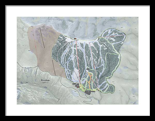 Brundage Ski Trail Map - Framed Print - Powderaddicts