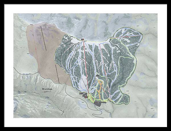 Brundage Ski Trail Map - Framed Print - Powderaddicts