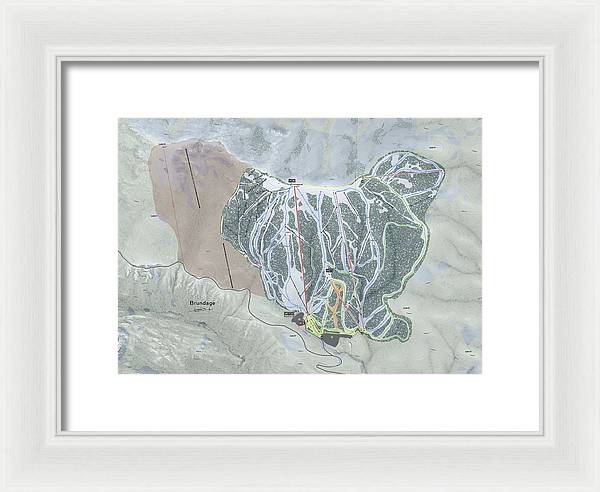 Brundage Ski Trail Map - Framed Print - Powderaddicts