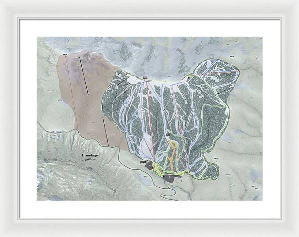 Brundage Ski Trail Map - Framed Print - Powderaddicts