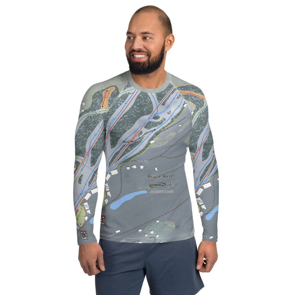 Bryce Resort, Virginia Ski Trail Map Men's Base Layer Top - Powderaddicts