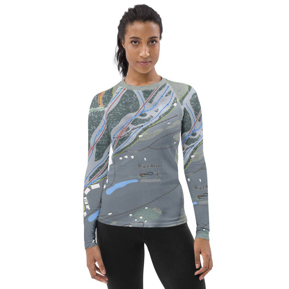 Bryce Resort, Virginia Ski Trail Map Women's Base Layer Top - Powderaddicts