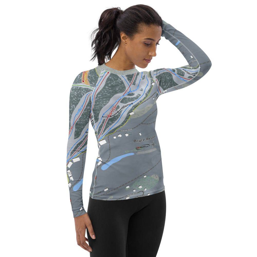 Bryce Resort, Virginia Ski Trail Map Women's Base Layer Top - Powderaddicts