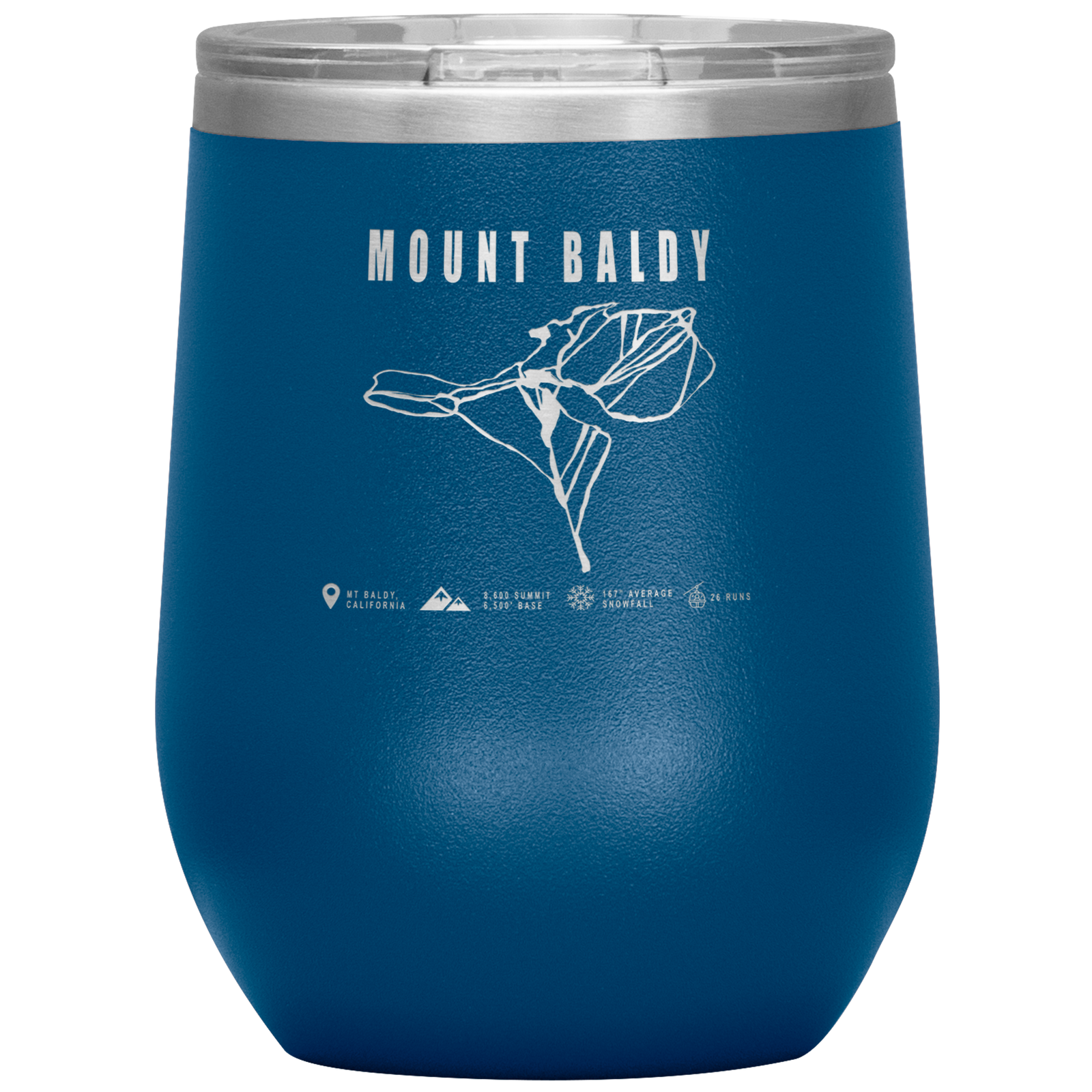 Mount Baldy, California Ski Trail Map Wine 12oz Tumbler - Powderaddicts