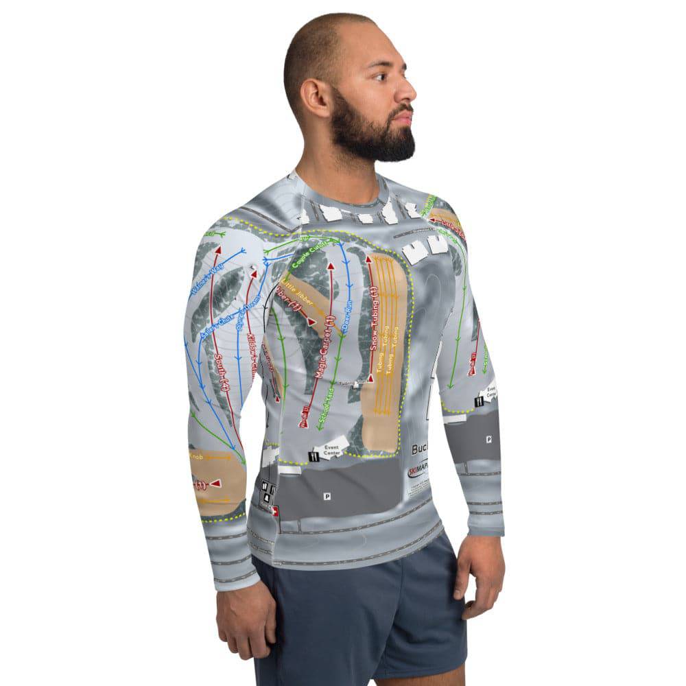 Buck Hill, Minnesota Ski Trail Map Men's Base Layer Top - Powderaddicts